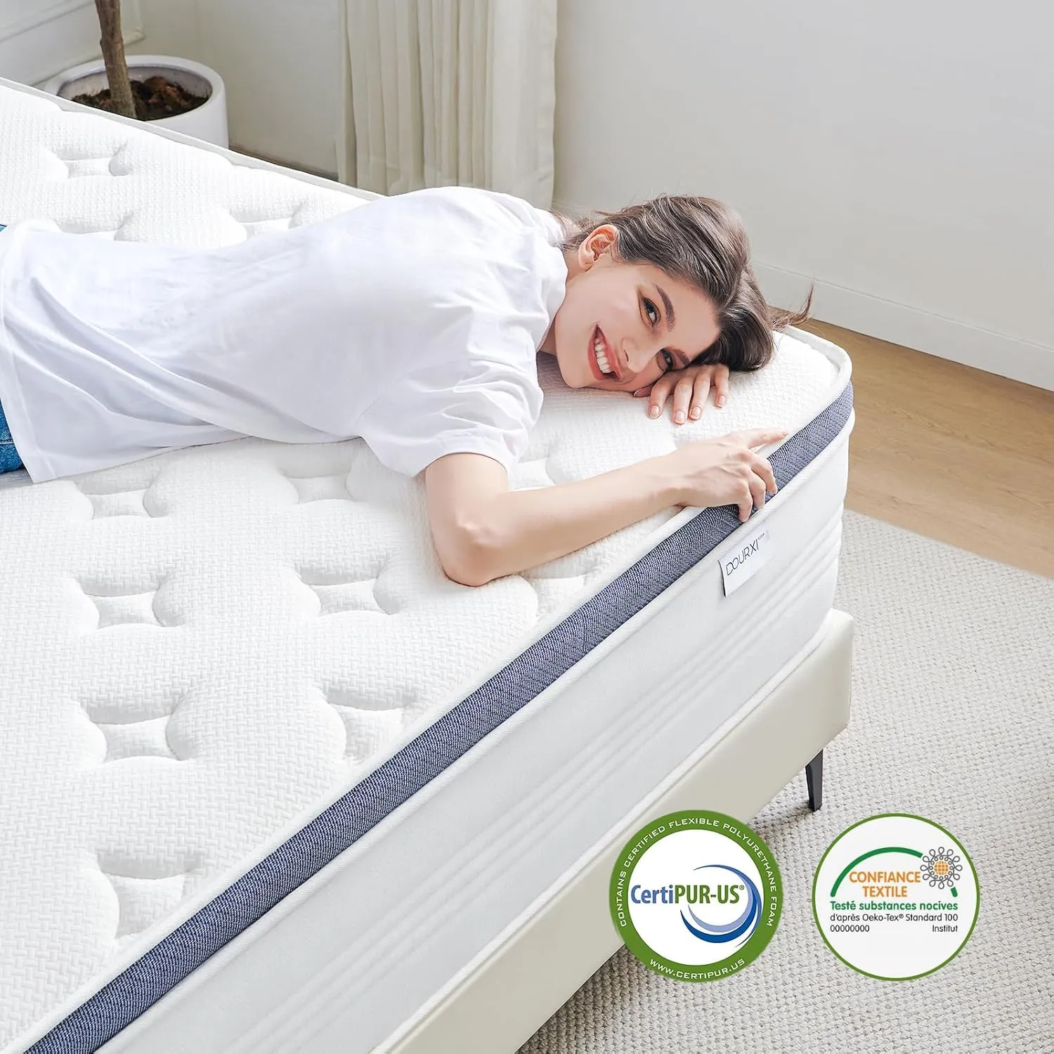 Queen Size Mattresses, 14 Inch Queen Size Mattress in a Box with Gel Memory Foam, Individually Pocketed Springs for Pressure Relief and Back Pain Relief - Plush