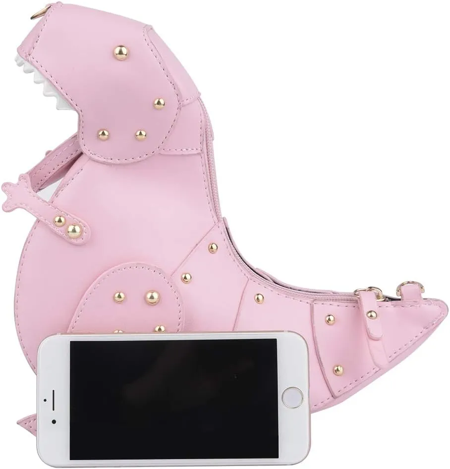 QZUnique Dinosaur Shark Shoulder Bag for Women 3D Animal Novelty Purse Zipper Crossbody Handbag Clutch Messenger Bag for Girl