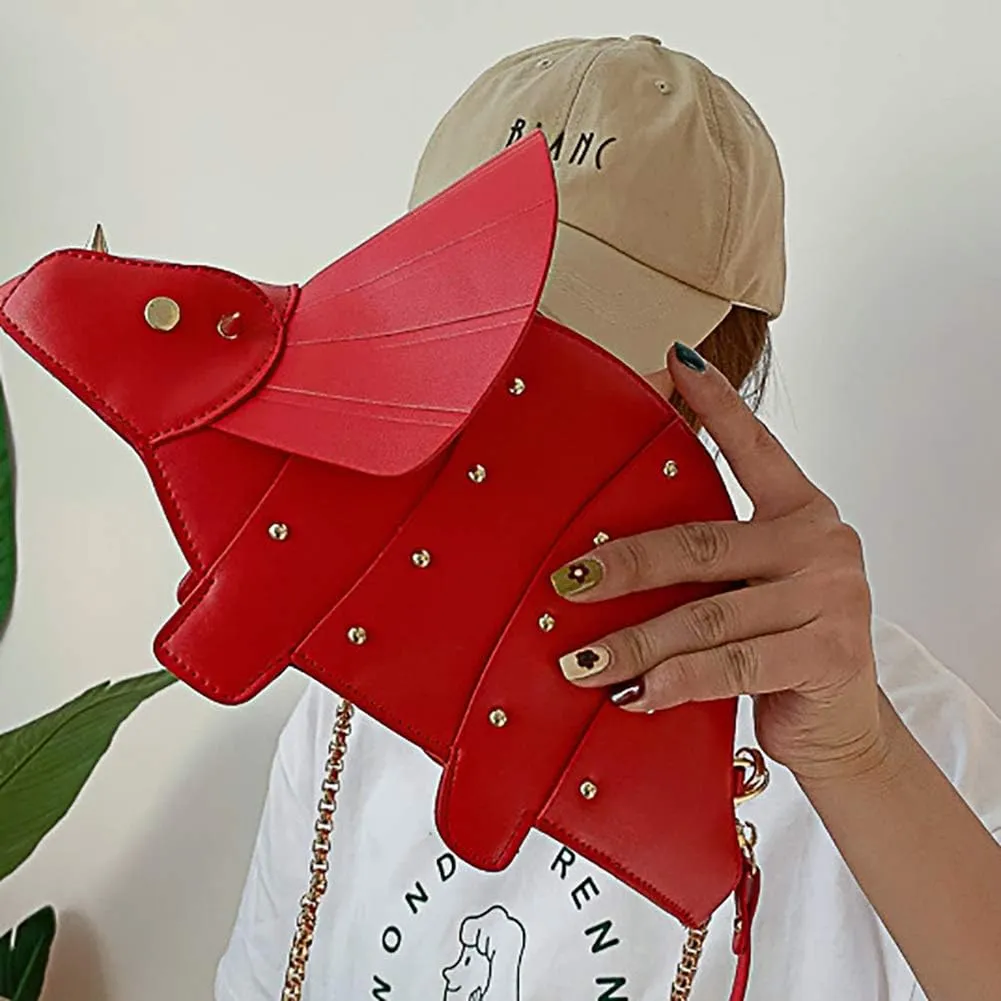 QZUnique Dinosaur Shark Shoulder Bag for Women 3D Animal Novelty Purse Zipper Crossbody Handbag Clutch Messenger Bag for Girl