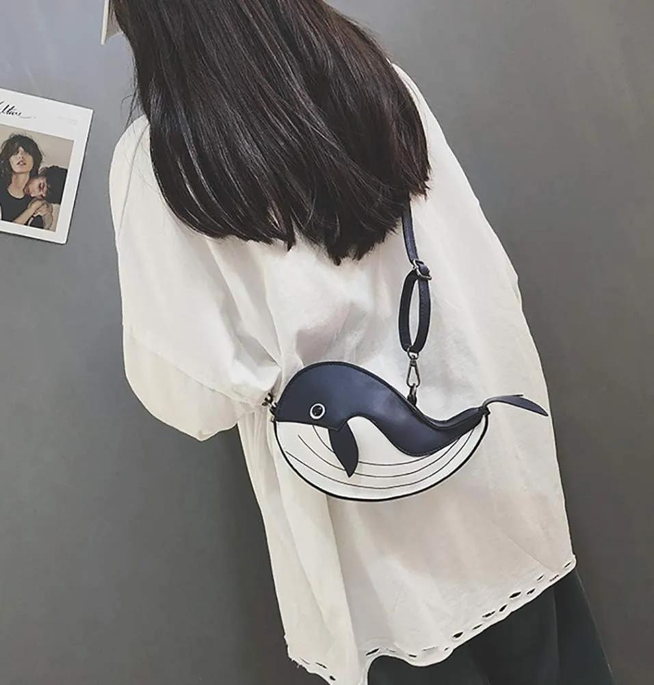 QZUnique Dinosaur Shark Shoulder Bag for Women 3D Animal Novelty Purse Zipper Crossbody Handbag Clutch Messenger Bag for Girl