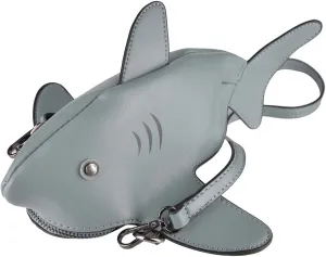 QZUnique Dinosaur Shark Shoulder Bag for Women 3D Animal Novelty Purse Zipper Crossbody Handbag Clutch Messenger Bag for Girl