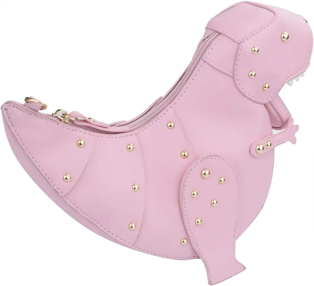 QZUnique Dinosaur Shark Shoulder Bag for Women 3D Animal Novelty Purse Zipper Crossbody Handbag Clutch Messenger Bag for Girl