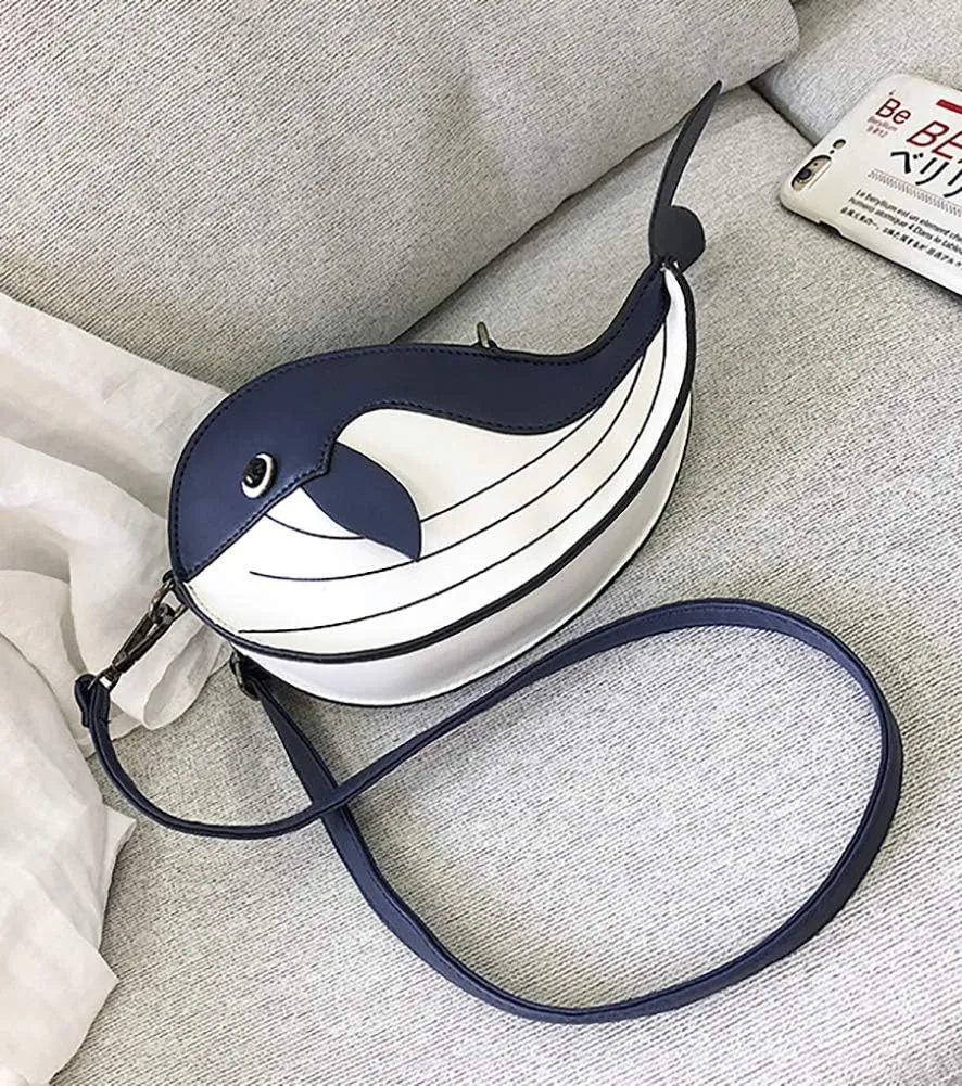 QZUnique Dinosaur Shark Shoulder Bag for Women 3D Animal Novelty Purse Zipper Crossbody Handbag Clutch Messenger Bag for Girl