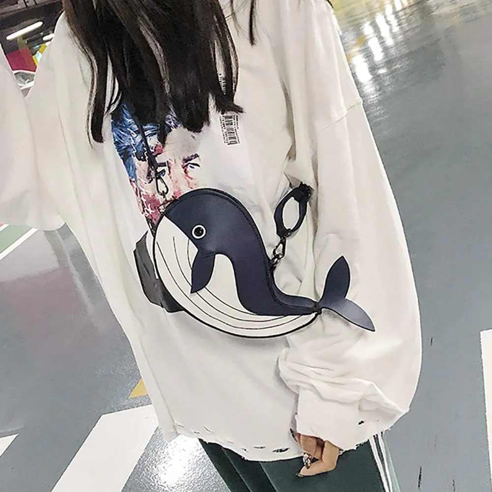 QZUnique Dinosaur Shark Shoulder Bag for Women 3D Animal Novelty Purse Zipper Crossbody Handbag Clutch Messenger Bag for Girl
