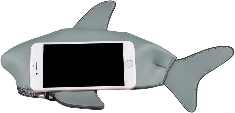 QZUnique Dinosaur Shark Shoulder Bag for Women 3D Animal Novelty Purse Zipper Crossbody Handbag Clutch Messenger Bag for Girl