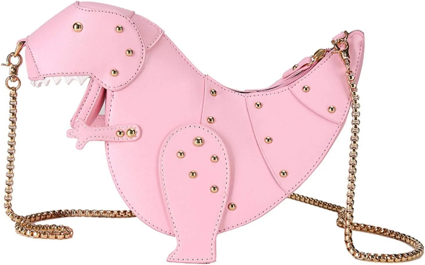 QZUnique Dinosaur Shark Shoulder Bag for Women 3D Animal Novelty Purse Zipper Crossbody Handbag Clutch Messenger Bag for Girl