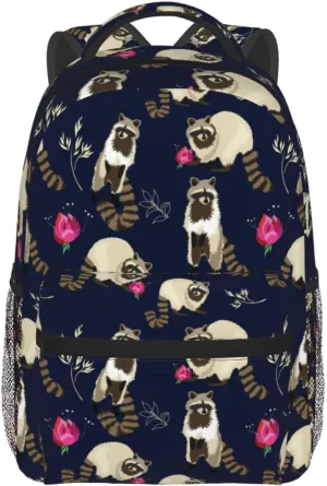 Raccoon Cute Beast Backpack For College School Large Laptop Bag Shoulder Bags Student Bookbag 17 Inch