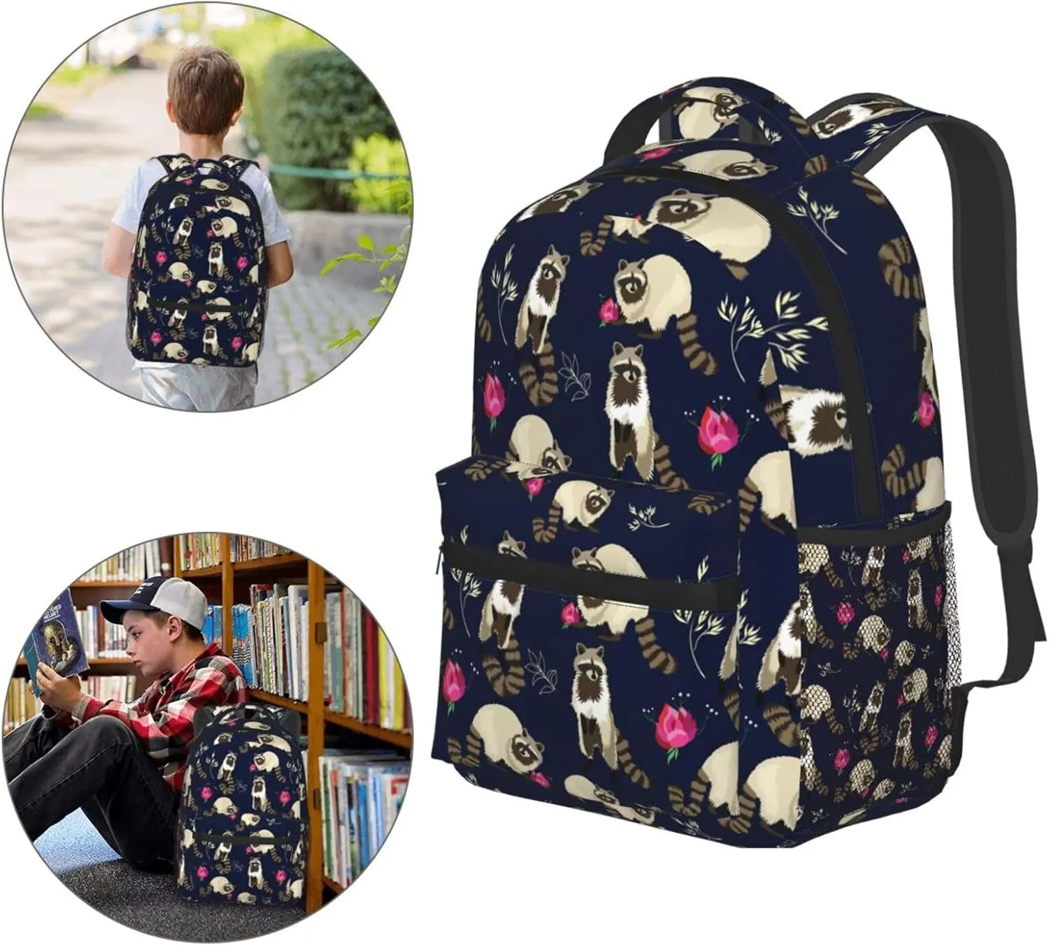 Raccoon Cute Beast Backpack For College School Large Laptop Bag Shoulder Bags Student Bookbag 17 Inch