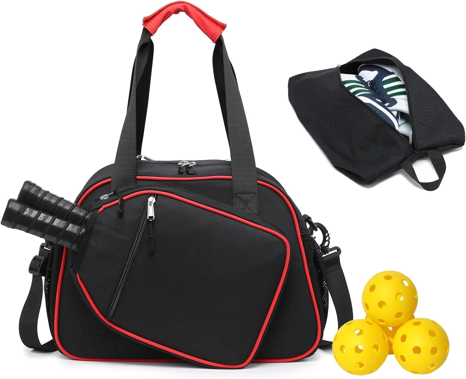 RAINBOW SMILE Crossbody Pickleball Bag with Shoes Bag 2PS for Women and Men, Waterproof Pickle Ball Bag Tote Shoulder Bag