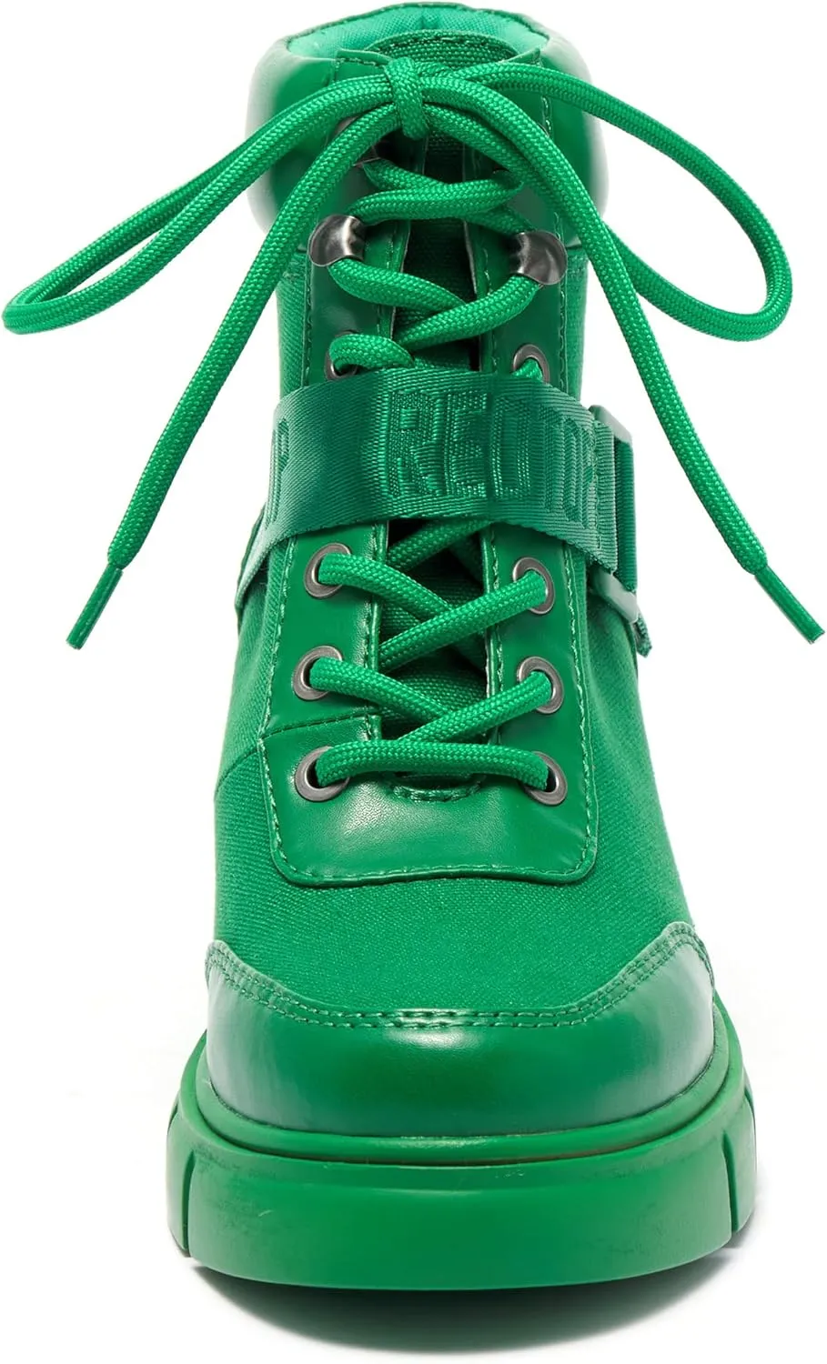 REDTOP Women's Combat Boots Chunky Lug Sole Ankle Boots Lace Up Buckle Casual Shoes