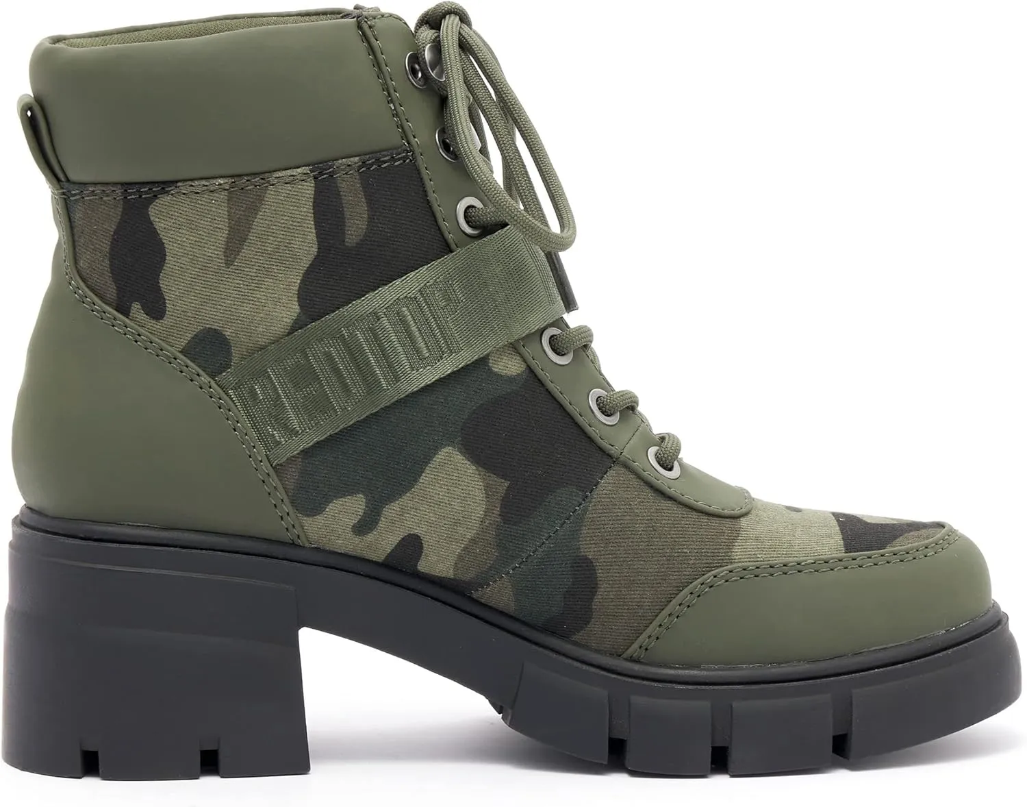 REDTOP Women's Combat Boots Chunky Lug Sole Ankle Boots Lace Up Buckle Casual Shoes