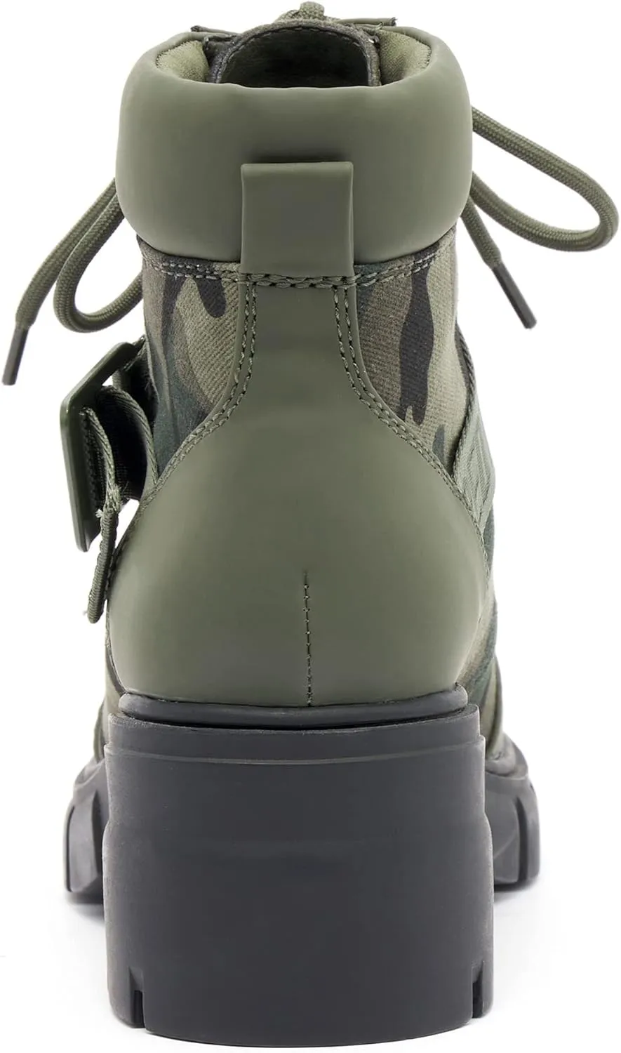 REDTOP Women's Combat Boots Chunky Lug Sole Ankle Boots Lace Up Buckle Casual Shoes