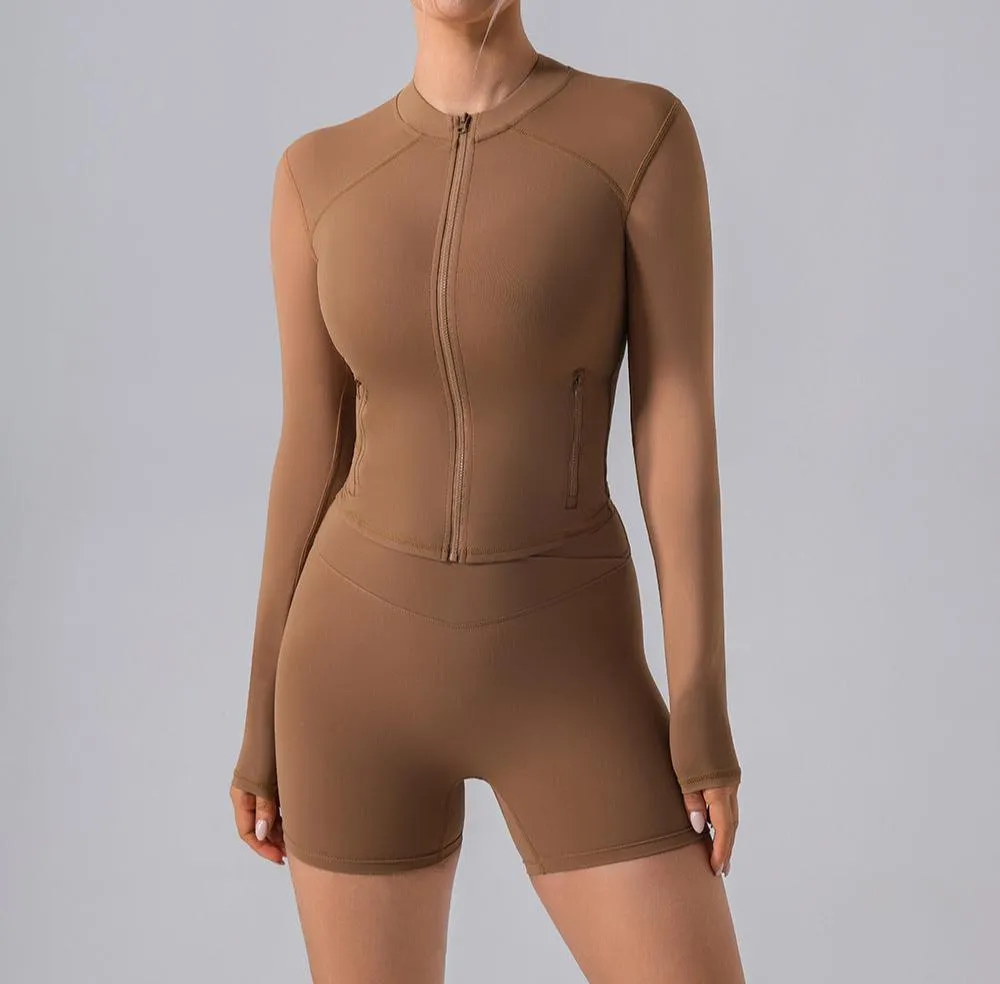Regina Longsleeve Zip Top & Shorts Set