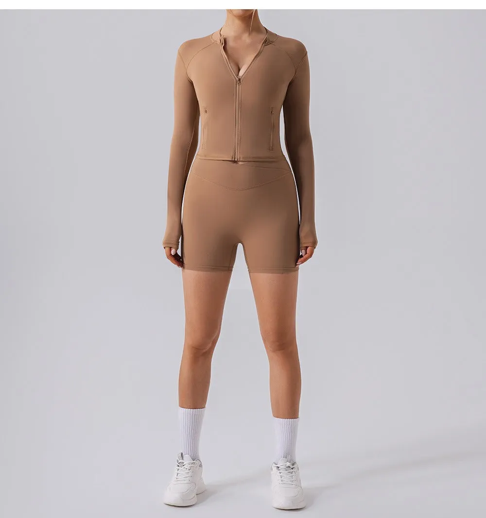Regina Longsleeve Zip Top & Shorts Set