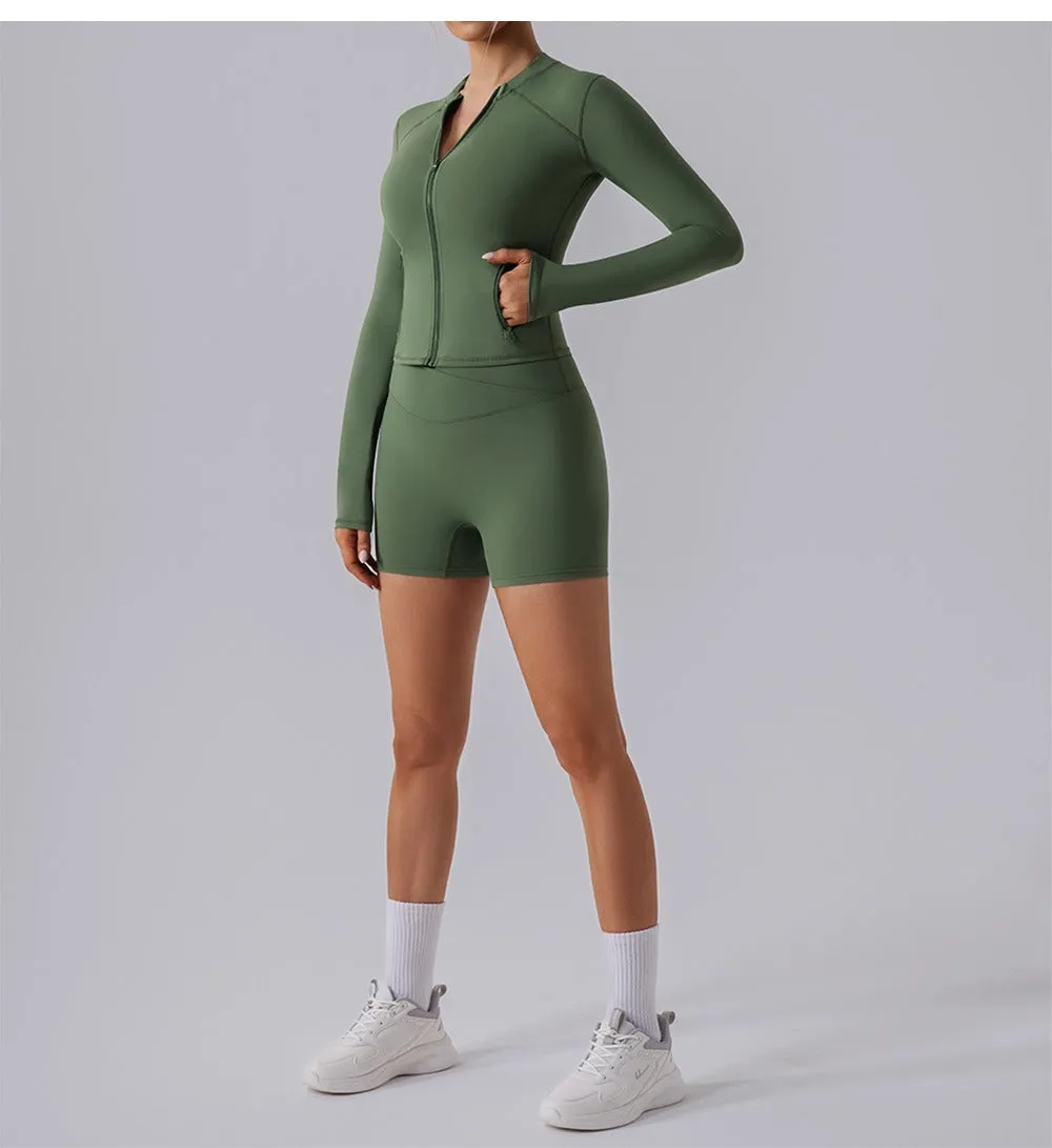 Regina Longsleeve Zip Top & Shorts Set