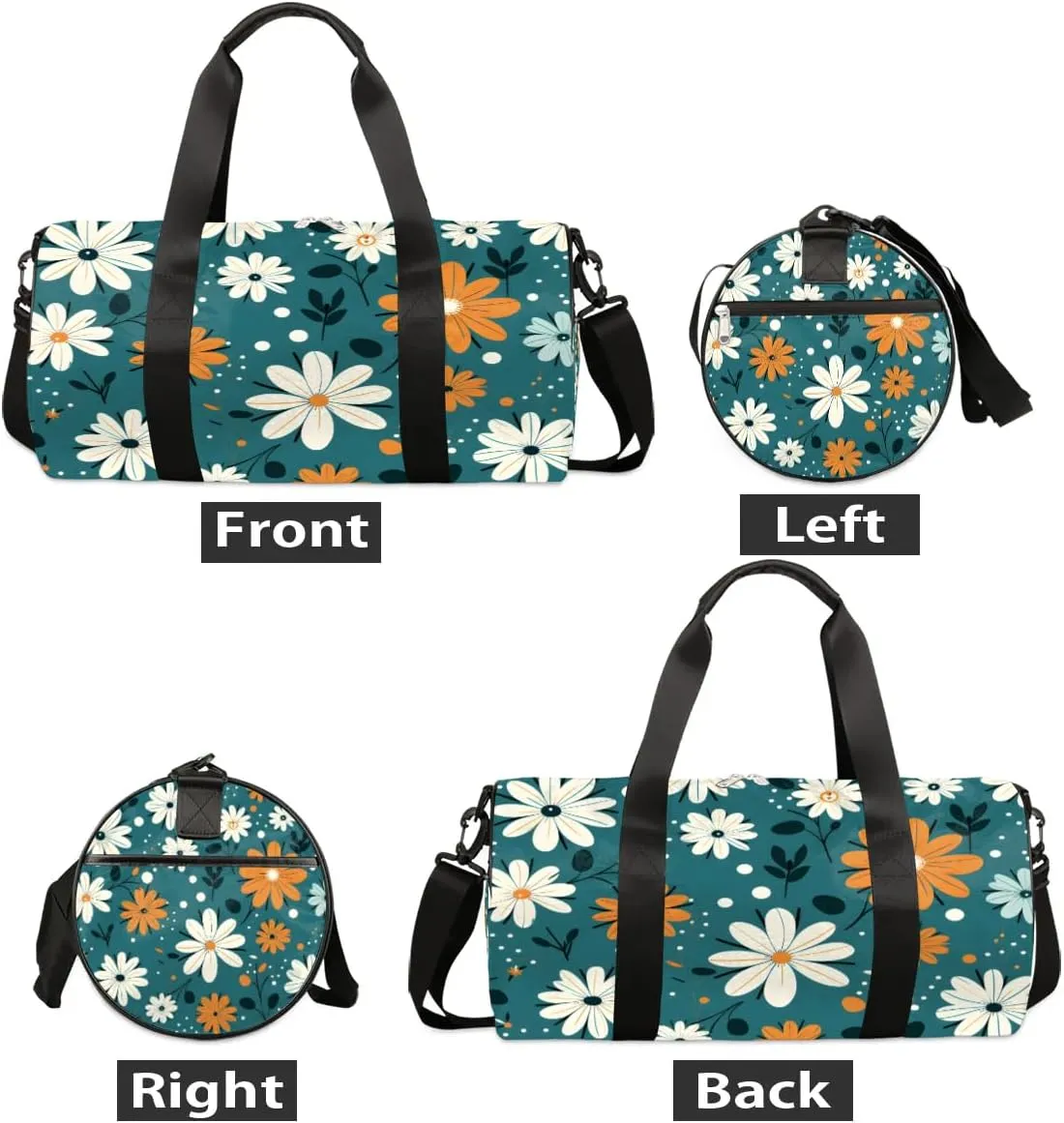 Retro Daisy Flowers Travel Duffle Bag Gym Bag for Women Men Lightweight Carry on Duffel Bag for Sports Gyms Weekend Getaway