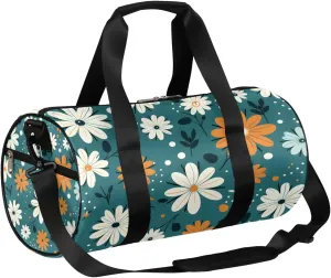 Retro Daisy Flowers Travel Duffle Bag Gym Bag for Women Men Lightweight Carry on Duffel Bag for Sports Gyms Weekend Getaway