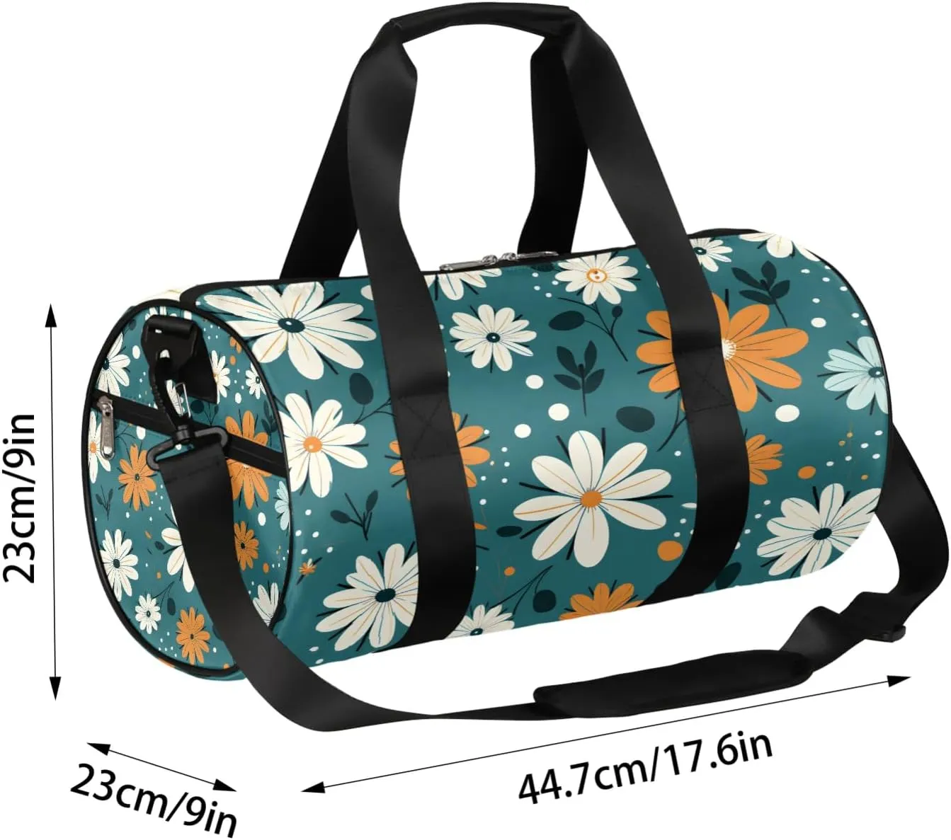 Retro Daisy Flowers Travel Duffle Bag Gym Bag for Women Men Lightweight Carry on Duffel Bag for Sports Gyms Weekend Getaway