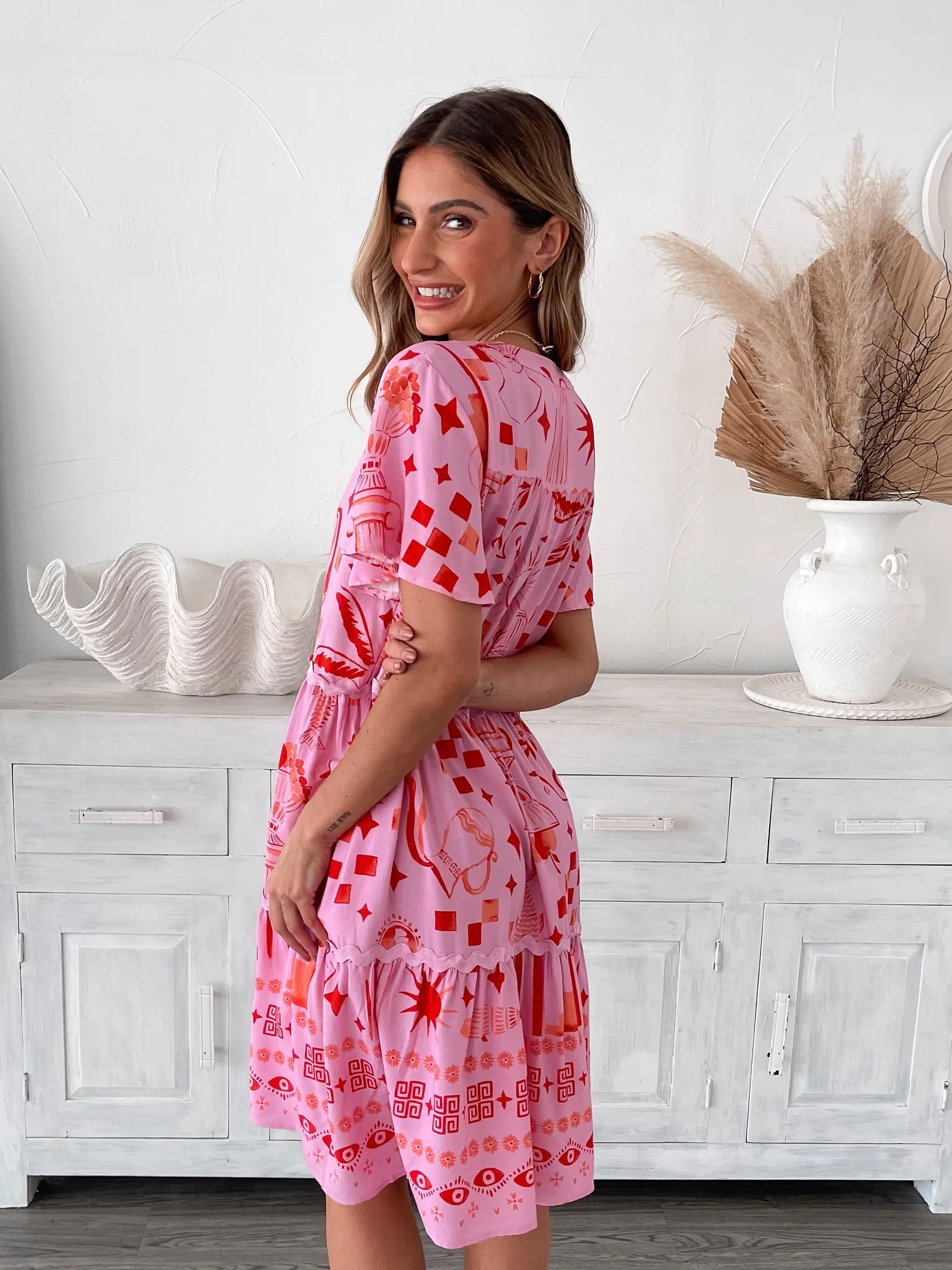 Reyanne Dress - Pink Print