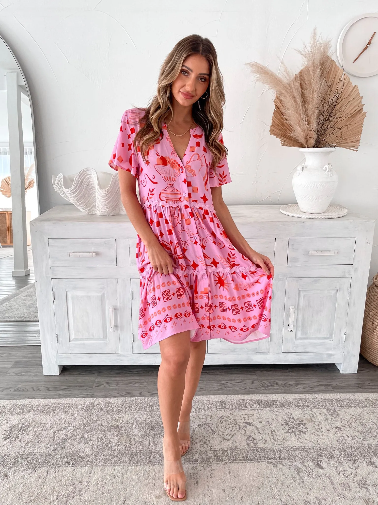 Reyanne Dress - Pink Print