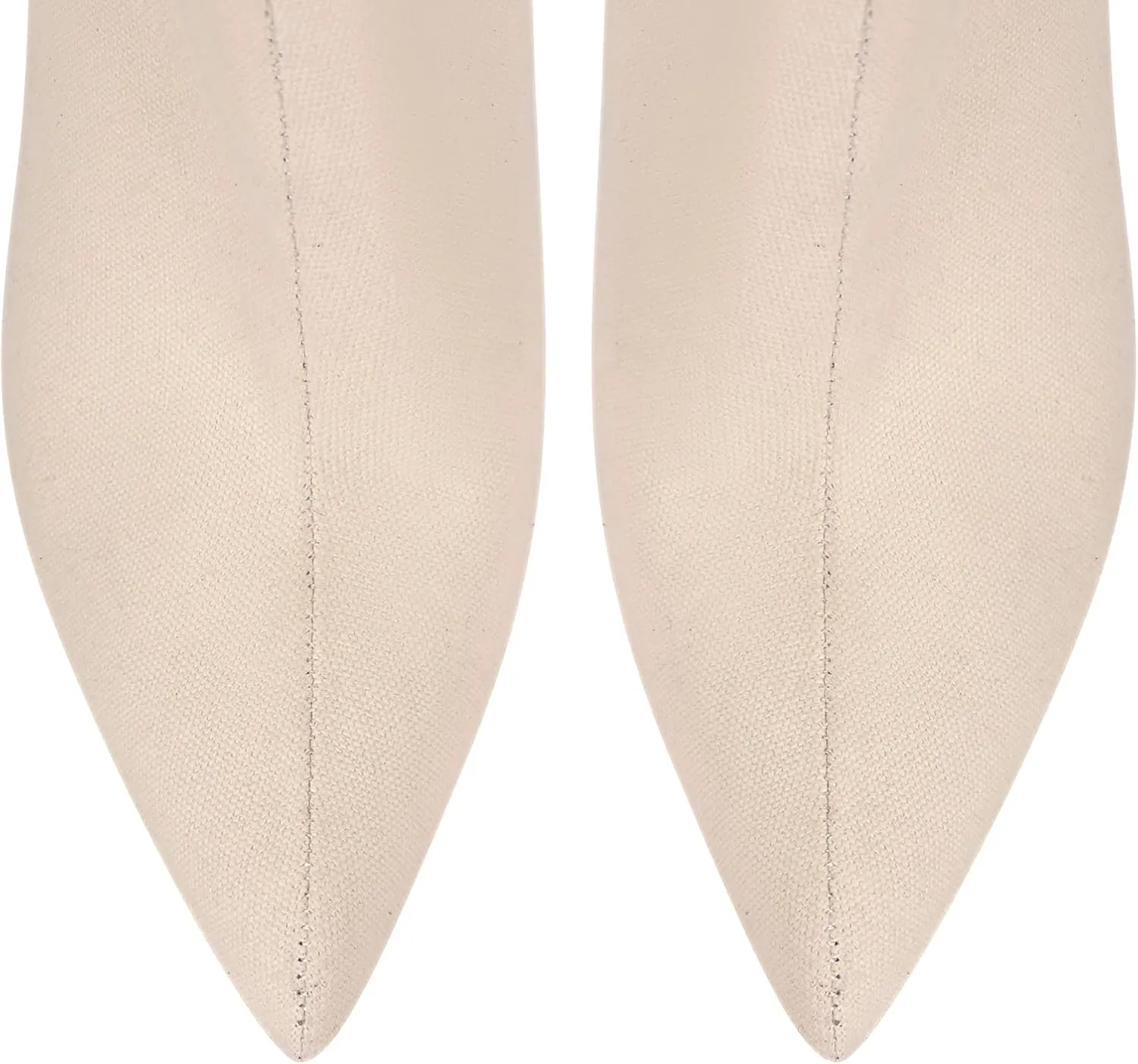 richealnini Women's Thigh High Boots with Straps Canvas Stiletto Heel Sexy Pointed Toe Party Riding Boots