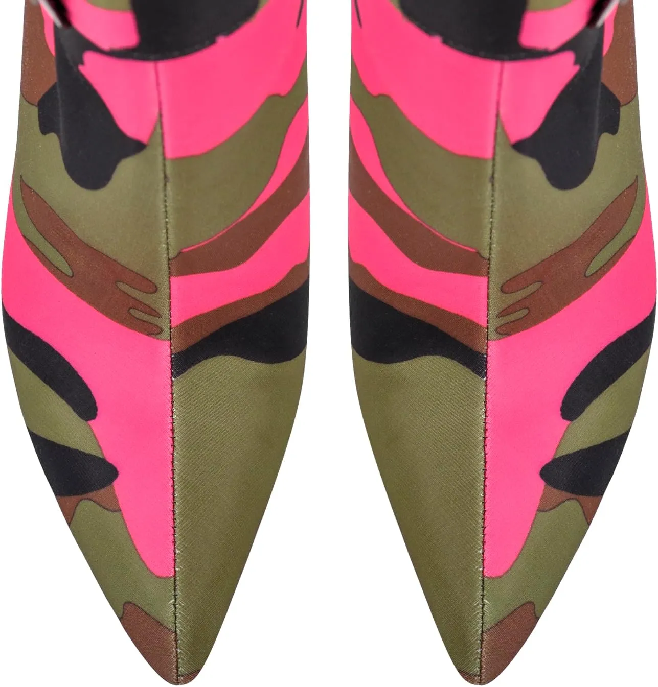 richealnini Women's Thigh High Boots with Straps Canvas Stiletto Heel Sexy Pointed Toe Party Riding Boots