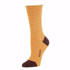 Rose Striped Roll top Crew Sock in Harvest Gold