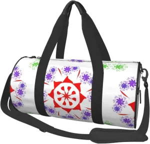 Rotating Purple Flowers* Round Large Capacity Foldable Duffel Bag For Women Men, Gym Tote, Sports Duffel.