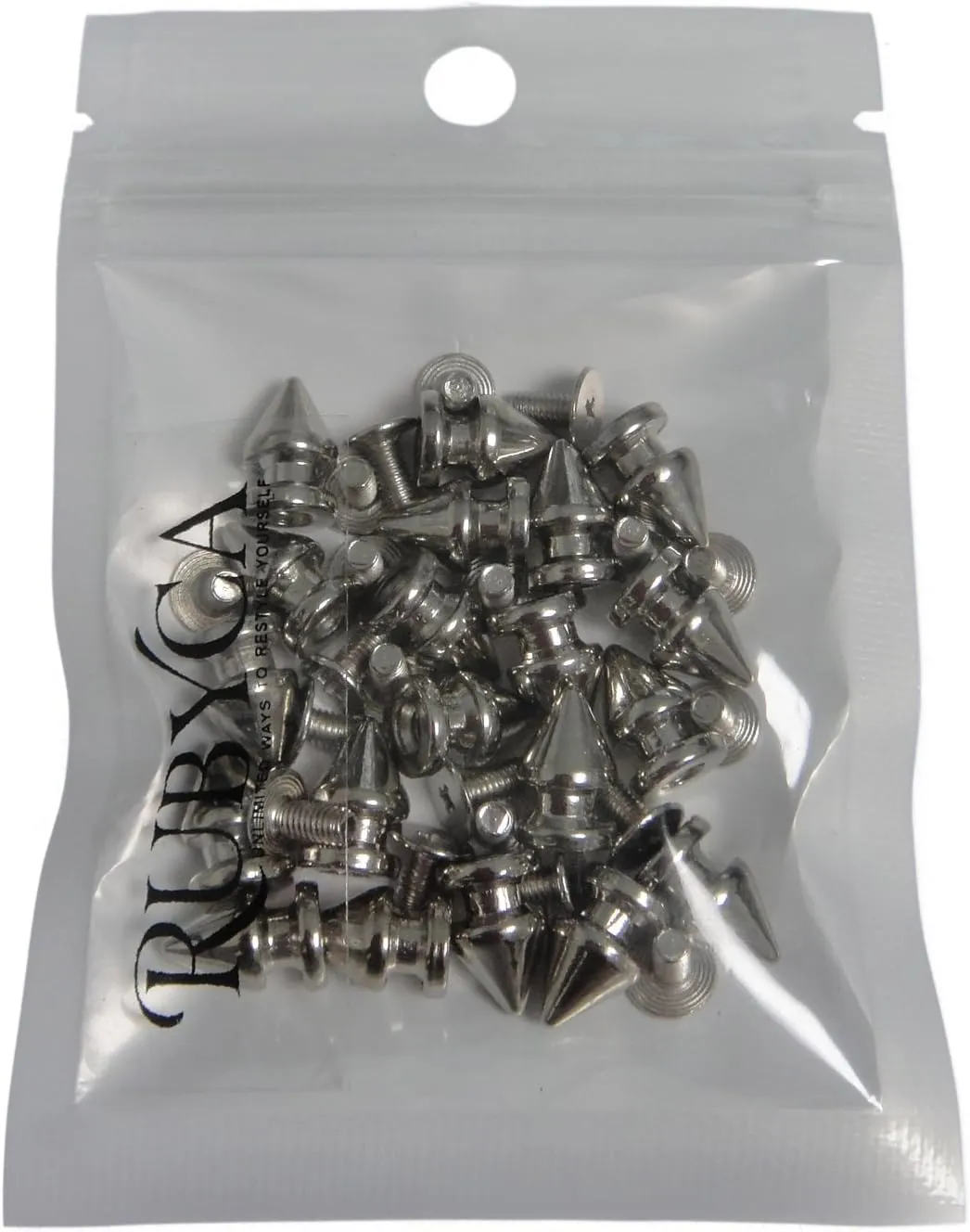 RUBYCA 12MM 100 Sets Metal Tree Spikes and Studs Metallic Screw-Back for DIY Leather-Craft Silver Color