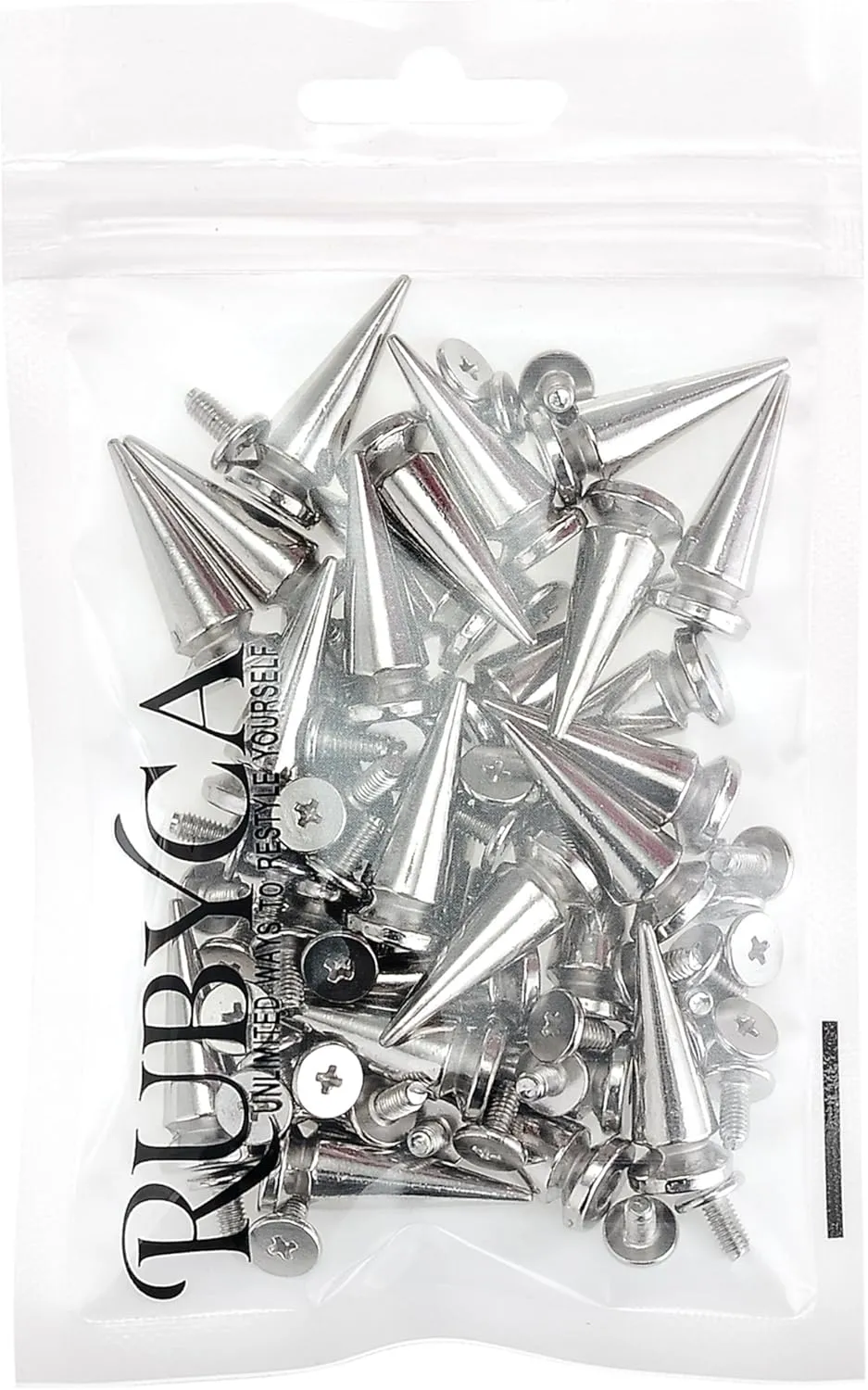 RUBYCA 25MM 100 Sets Large Metal Big Tree Spikes and Studs Metallic Screw-Back for DIY Leather-Craft Silver Color