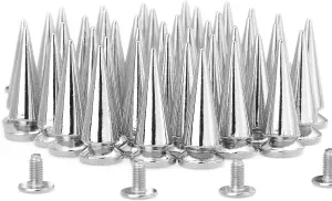 RUBYCA 25MM 100 Sets Large Metal Big Tree Spikes and Studs Metallic Screw-Back for DIY Leather-Craft Silver Color