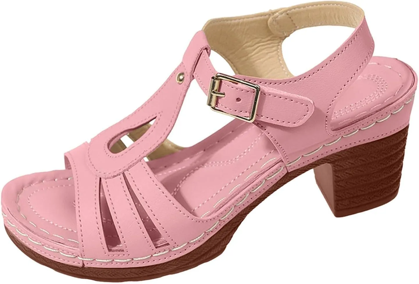 Sandals for Women 2025 Dressy Summer Wedge Slides Sandals Arch Support Breathable Hollow Out Walking Shoes Buckle Ankle Strap Adjustable Slip On Outdoor Shoes