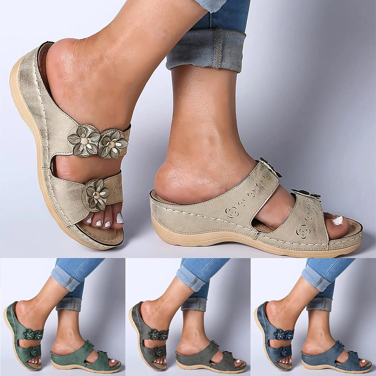Sandals for Women Dressy Summer, Womens Sandals Orthopedic Open Toe Sandals Retro Anti Slip Comfy Breathable Shoes