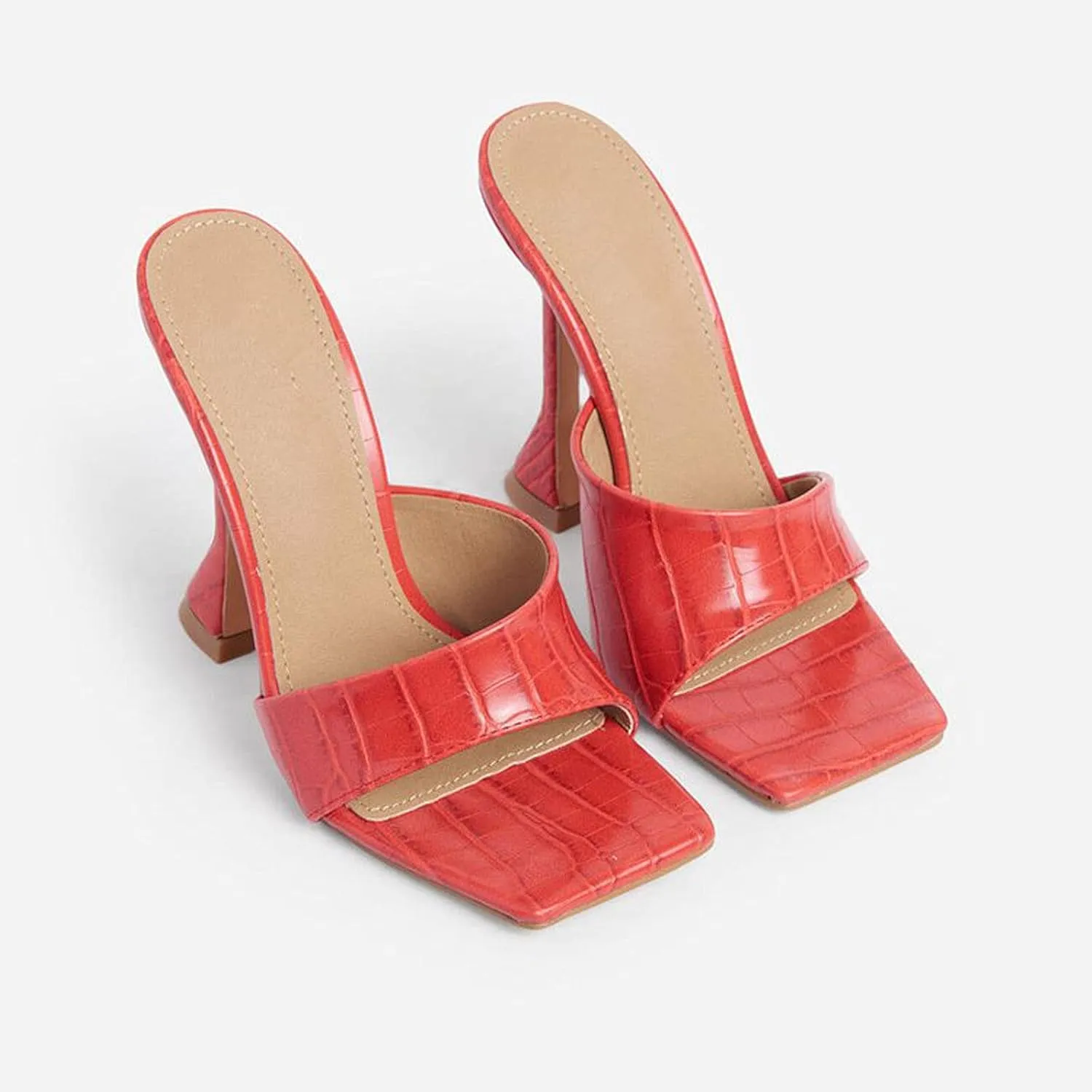 Sandals for Women Dressy Summer,Fashion Square Toe Open Toe Single Belt Slip-on Stilettos Slipper Comfy Casual Ladies Thin High Heels Shoes