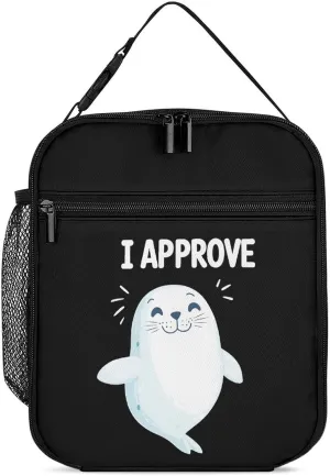 Seal of Approval Insulated Lunch Box Container Portable Meal Tote Bag with Detachable Buckled Handle for Unisex