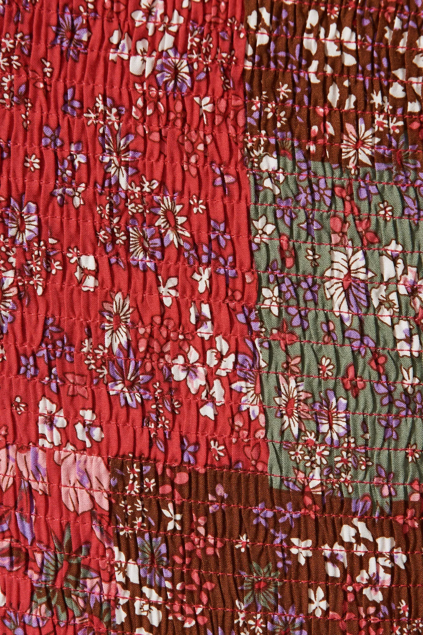 Sevilla Dress In Red Multi Patchwork Floral