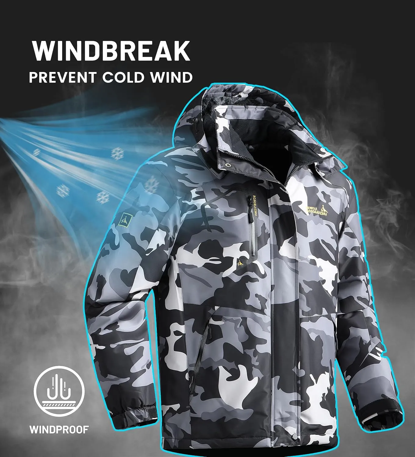 Ski Jacket for Men Waterproof Warm Winter Snow Coat for Hiking
