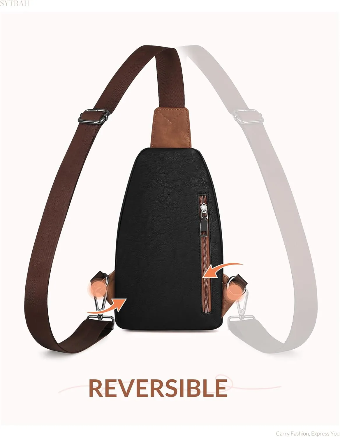Sling Bag for Women, Crossbody Bags Purse for Women Trendy Vegan Leather Chest Bag with Adjustable Guitar Strap