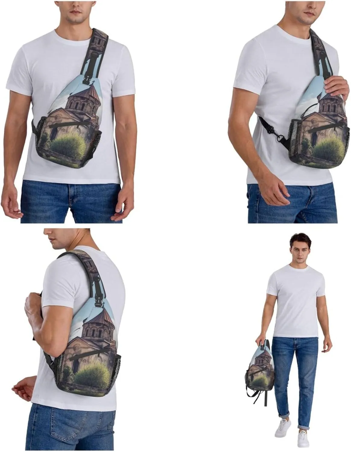 Sling Bag for Women Men Crossbody Bag Small Sling Backpack Armenian Church Chest Bag Hiking Daypack