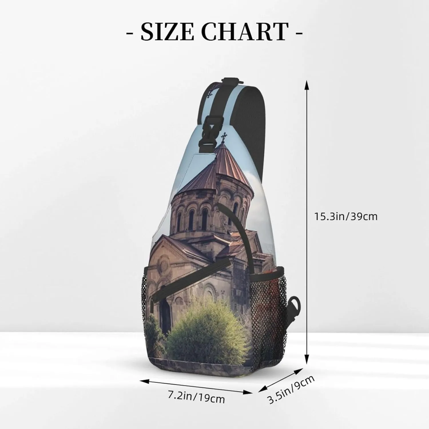 Sling Bag for Women Men Crossbody Bag Small Sling Backpack Armenian Church Chest Bag Hiking Daypack