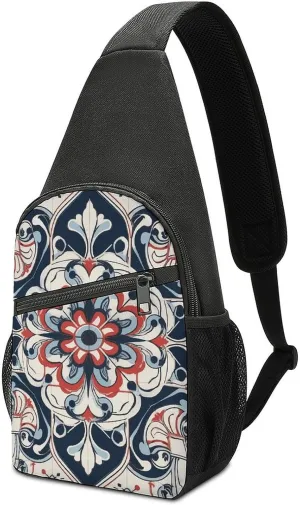 Sling Bag for Women Men Crossbody Bag Small Sling Backpack Complex Patterns Chest Bag Hiking Daypack