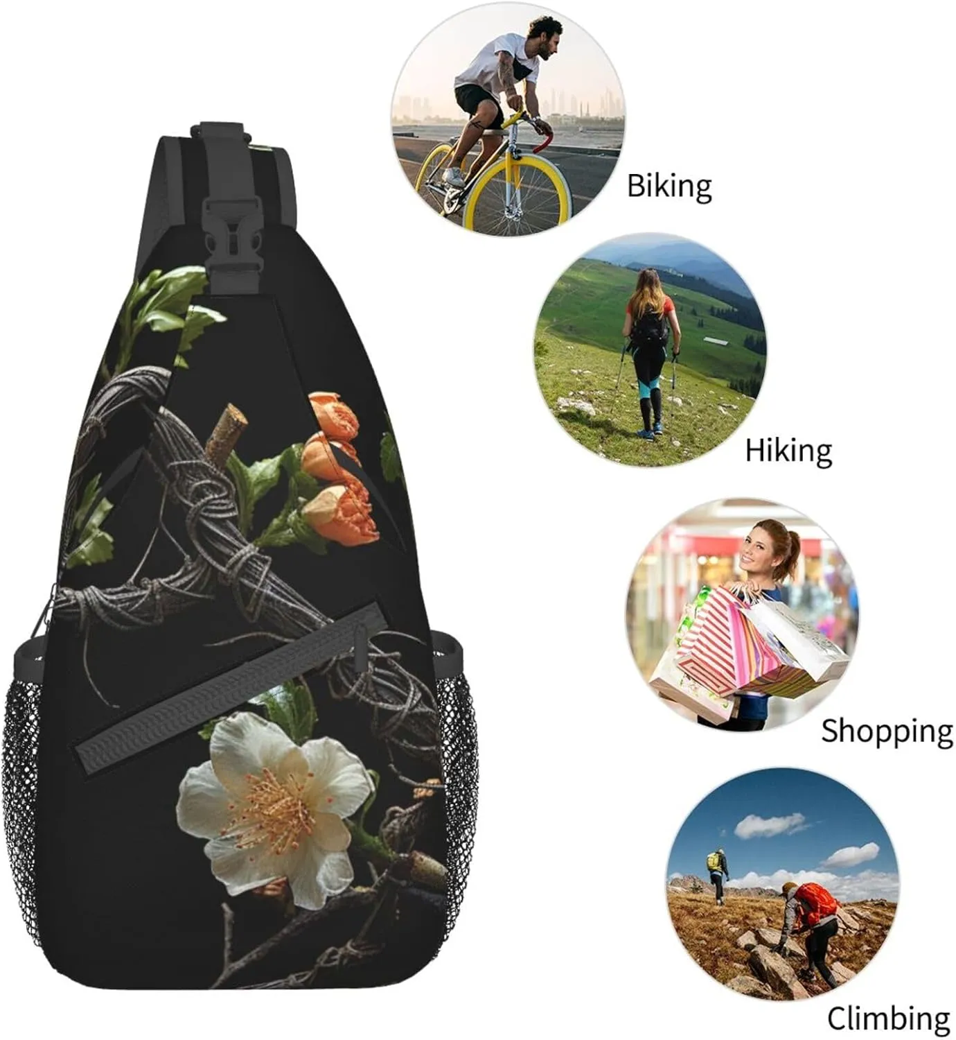 Sling Bag for Women Men Crossbody Bag Small Sling Backpack Twisted Branch Style Chest Bag Hiking Daypack