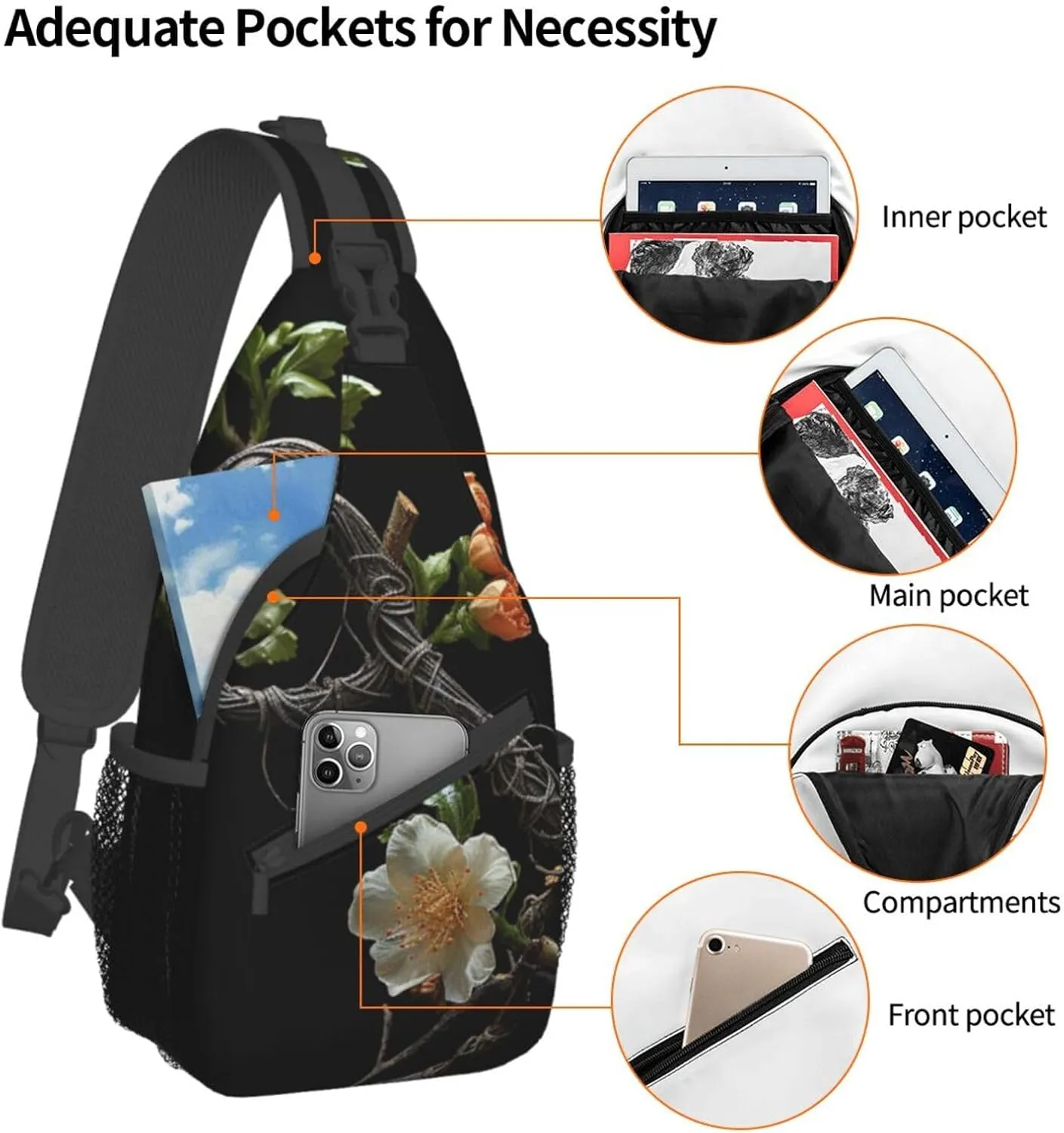 Sling Bag for Women Men Crossbody Bag Small Sling Backpack Twisted Branch Style Chest Bag Hiking Daypack