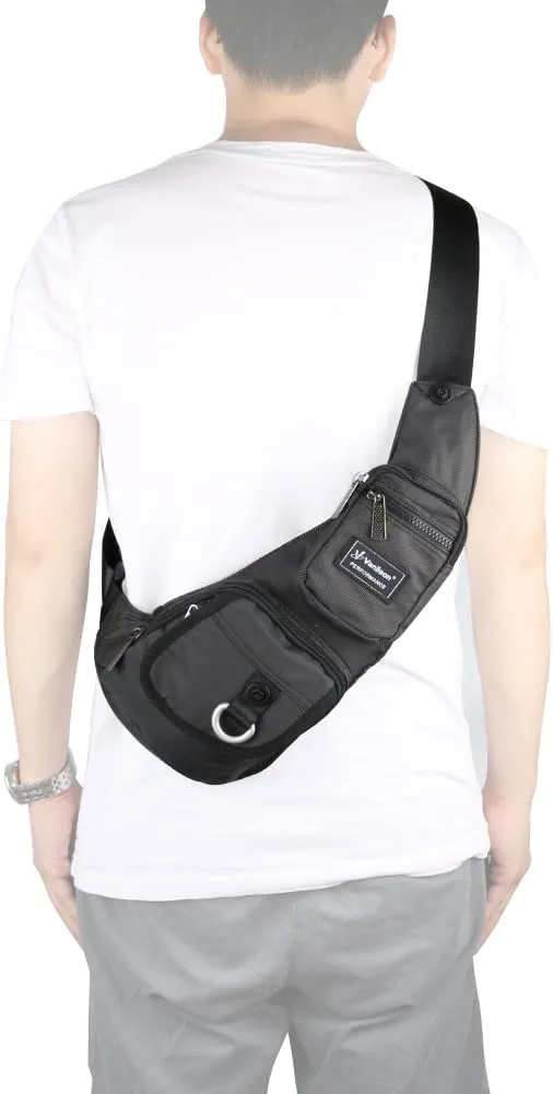 Sling Bag - Small Crossbody Chest Backpack for Men & Women, Lightweight Shoulder Bag in Black
