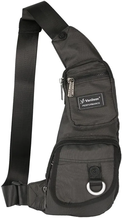 Sling Bag - Small Crossbody Chest Backpack for Men & Women, Lightweight Shoulder Bag in Black