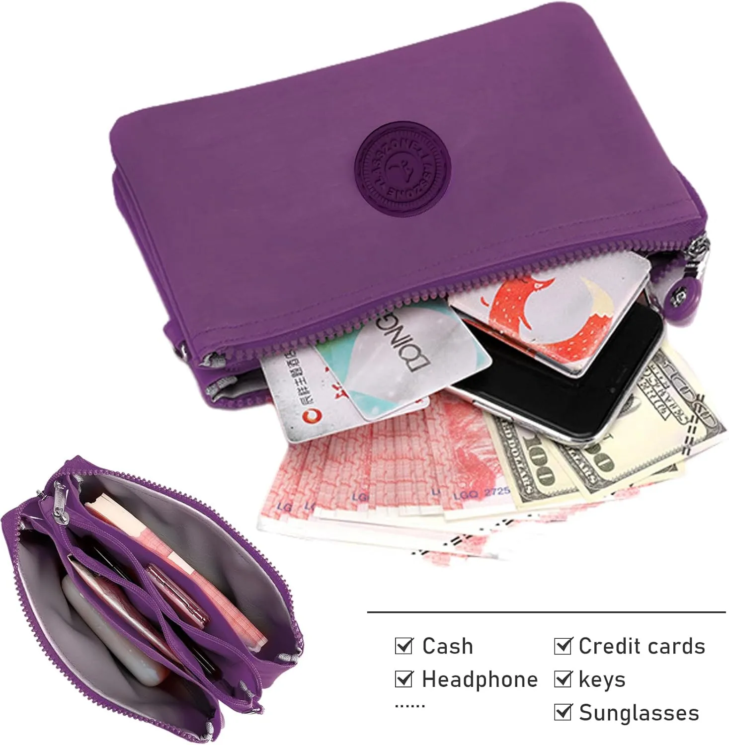 Small Crossbody Bag for Women Lightweight Nylon Shoulder Handbag Multi Pocket Clutch Purse Mobile Phone Bag