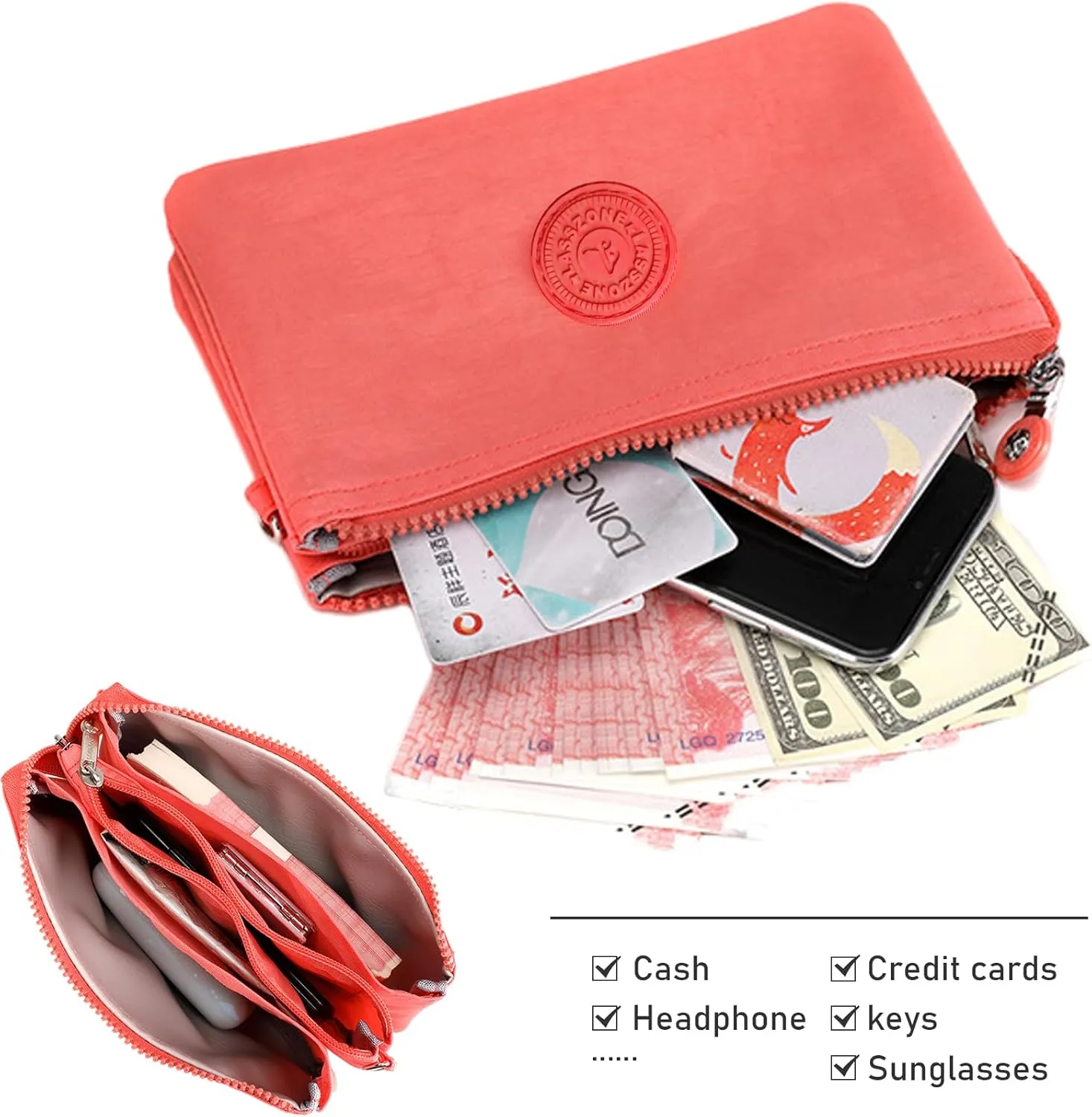 Small Crossbody Bag for Women Lightweight Nylon Shoulder Handbag Multi Pocket Clutch Purse Mobile Phone Bag