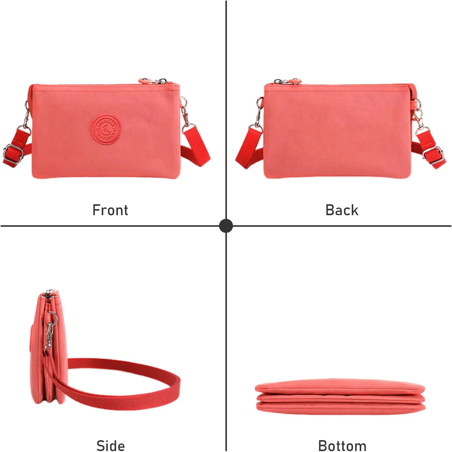 Small Crossbody Bag for Women Lightweight Nylon Shoulder Handbag Multi Pocket Clutch Purse Mobile Phone Bag