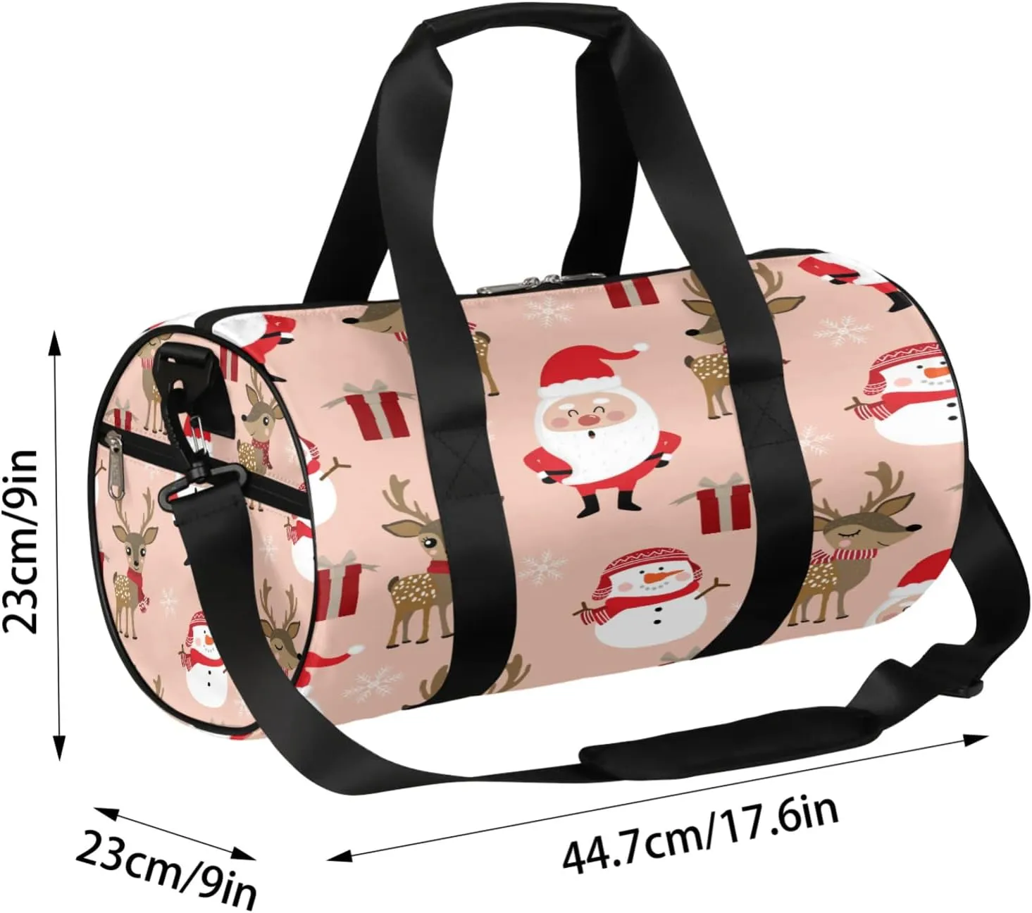 Snowman Deer Santa Claus Sports Gym Bag for Men Women Lightweight Travel Duffle Bag with Shoulder Strap Waterproof Carry On Weekender Overnight Bag for Travel Sports Gym