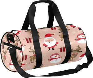 Snowman Deer Santa Claus Sports Gym Bag for Men Women Lightweight Travel Duffle Bag with Shoulder Strap Waterproof Carry On Weekender Overnight Bag for Travel Sports Gym
